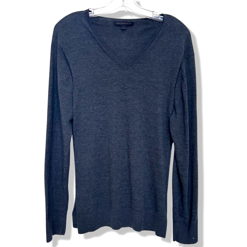 Men's John Varvatos Cotton Blend Charcoal V-Neck Sweater Size Large